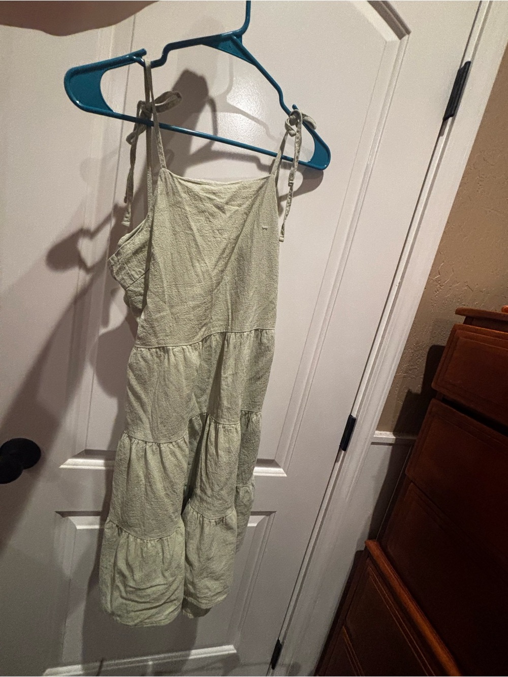 Light Sage Tiered Sundress with Tie Straps